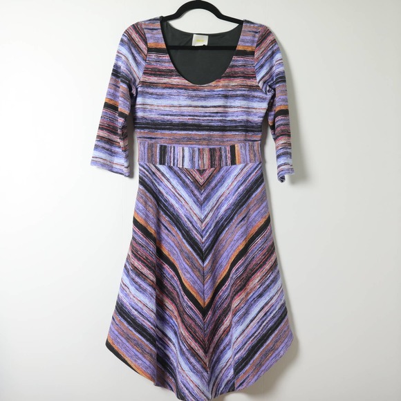 Anthropologie Dresses & Skirts - Anthropologie Maeve Textured Knit Purple Stripe Dress Size Medium